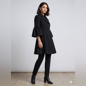 Nine West Black Bell-Sleeve Trench Coat